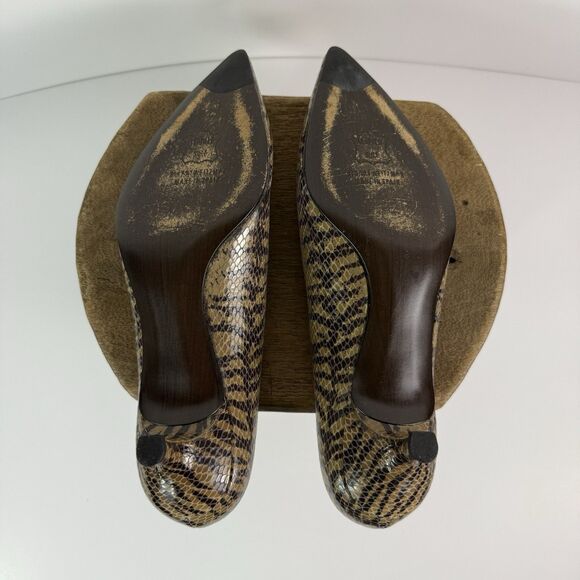 Womens Stuart Weitzman Python Snakeskin Leather Kitten Heels 6.5 - Picture 9 of 13